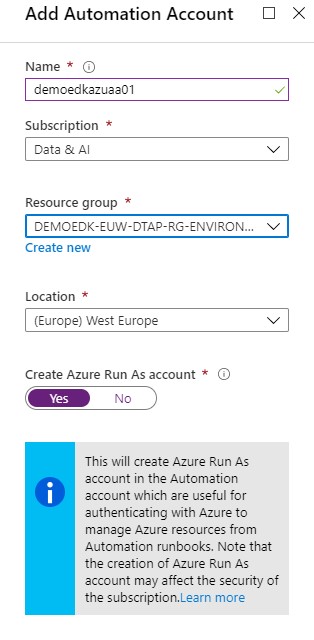 Create Azure Automation