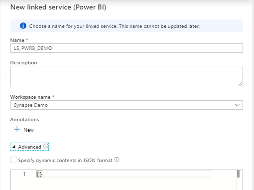 New Linked Service Power BI 