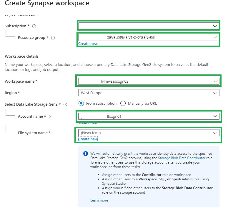 Configure Azure Synpase Analytics Workspace