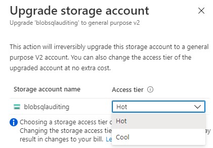 Upgrade Storage Account