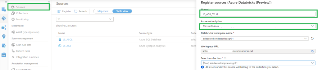 Azure Databricks setup in Microsoft Purview