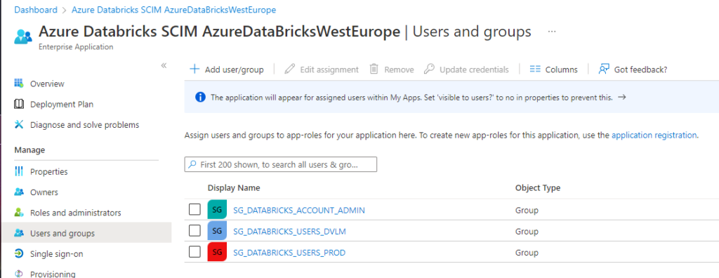 Azure Databricks SCIM Users and Groups
