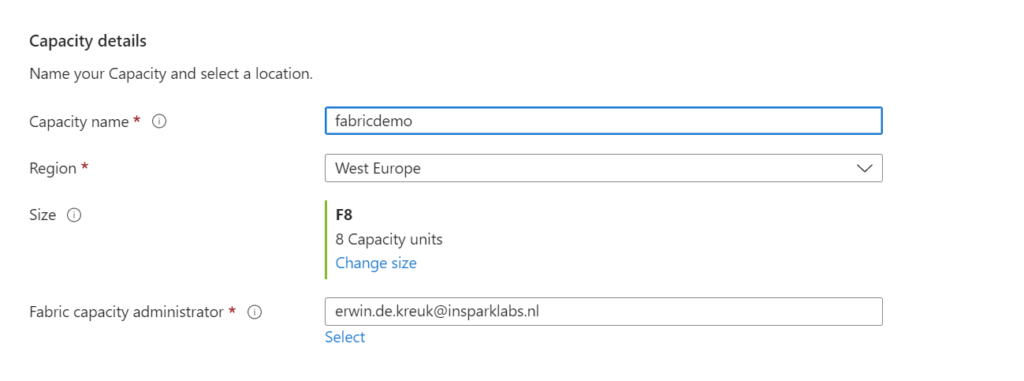 Microsoft Fabric configure capacity