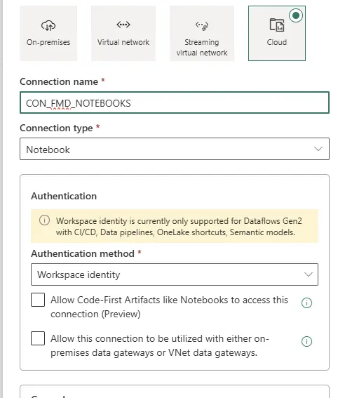 Fabric Notebook Connection